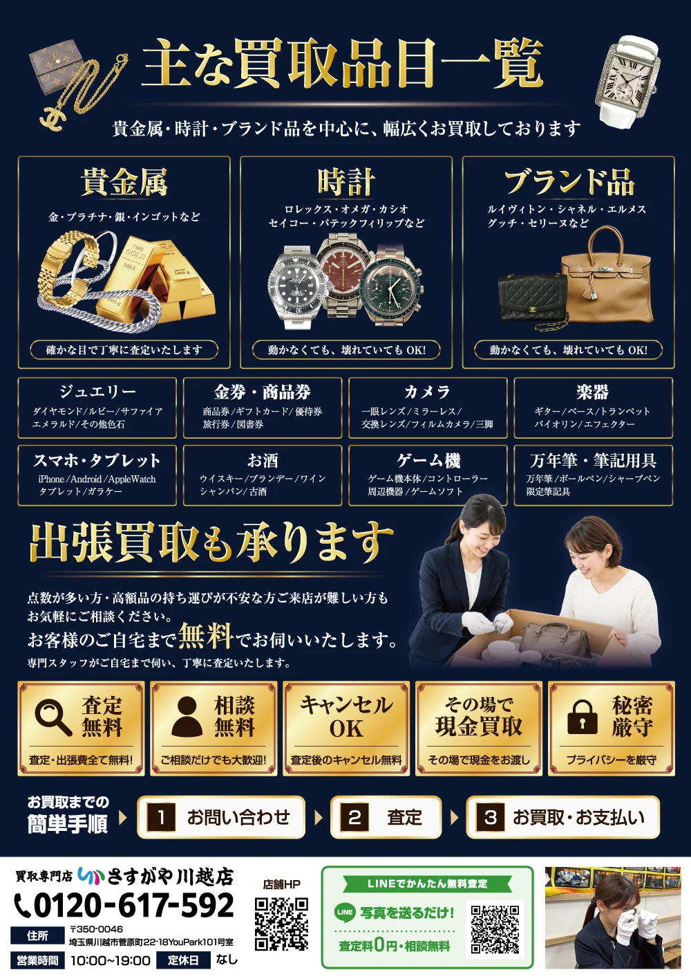 買取店の郵便局用チラシ